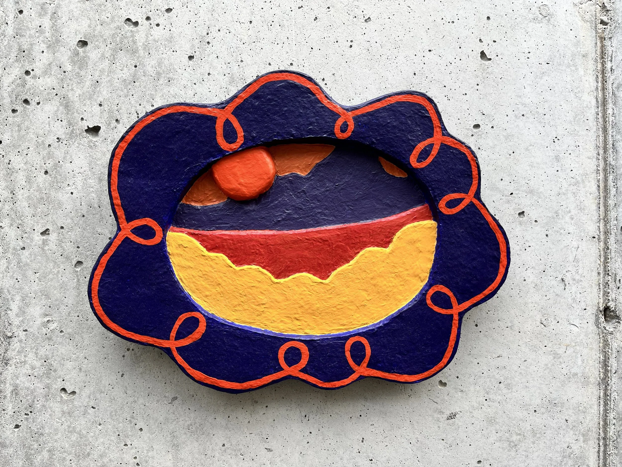 "Southwest Sunset" Paper Mache Wallhanging
