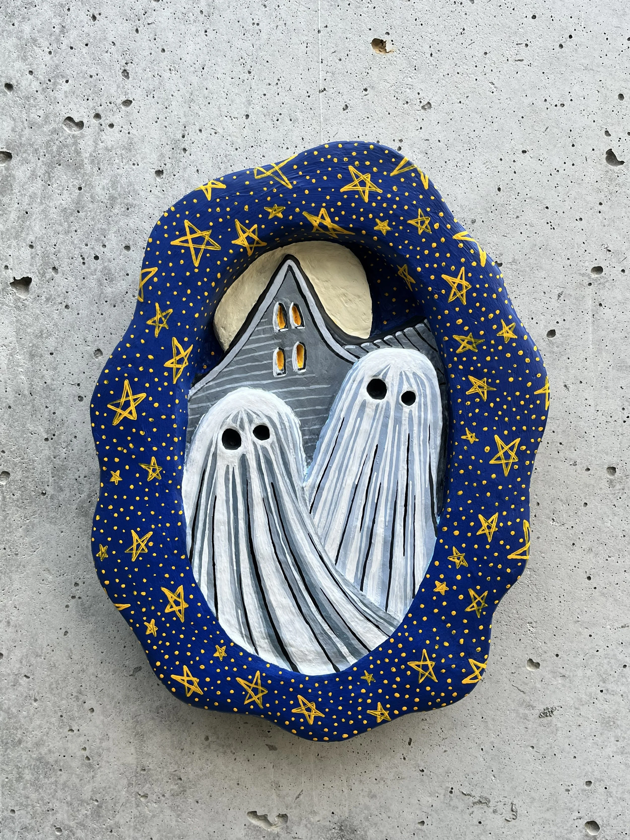 "Old Haunts" Paper Mache Wallhanging