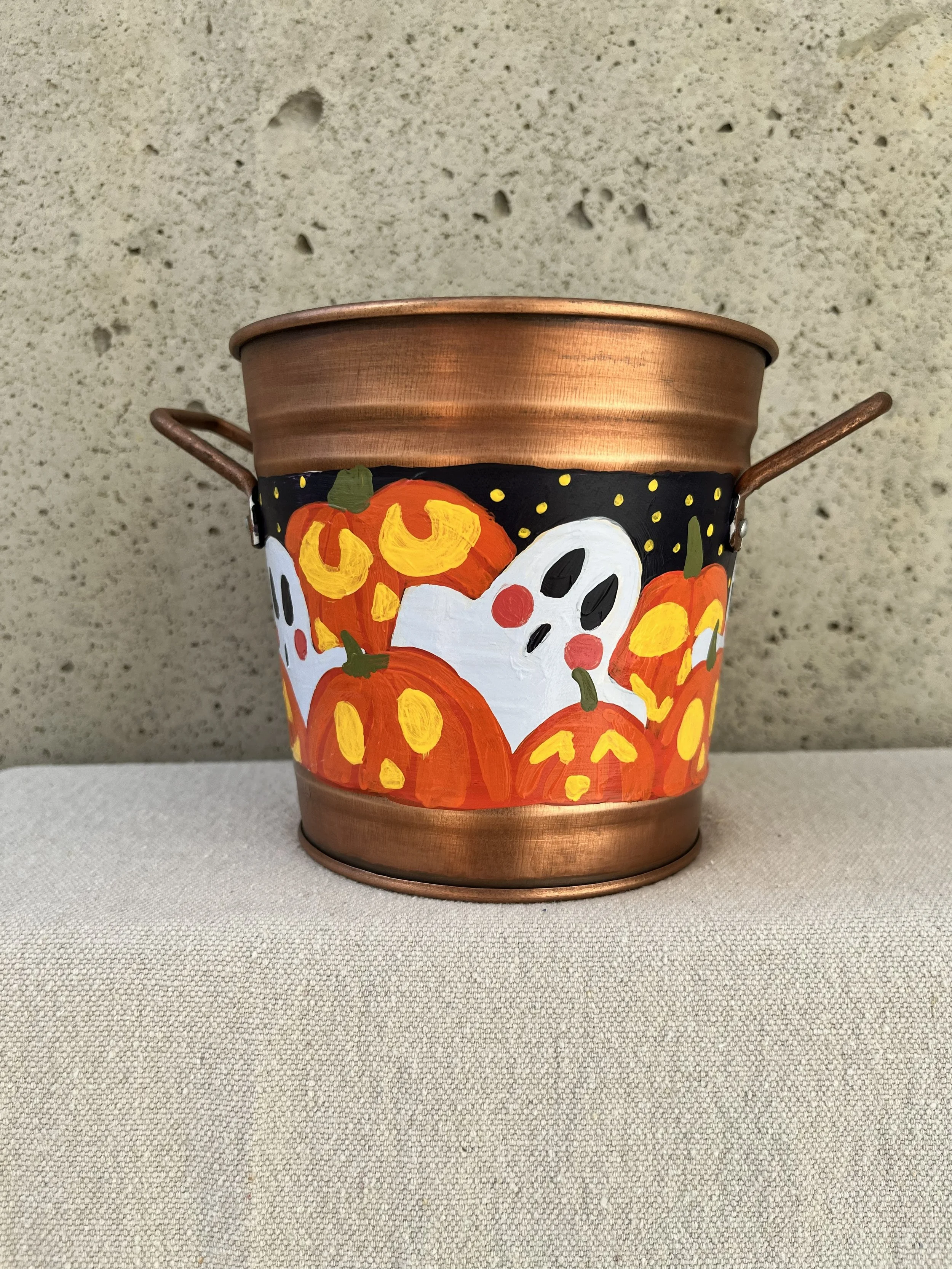 Hand Painted Haunted Halloween Tin