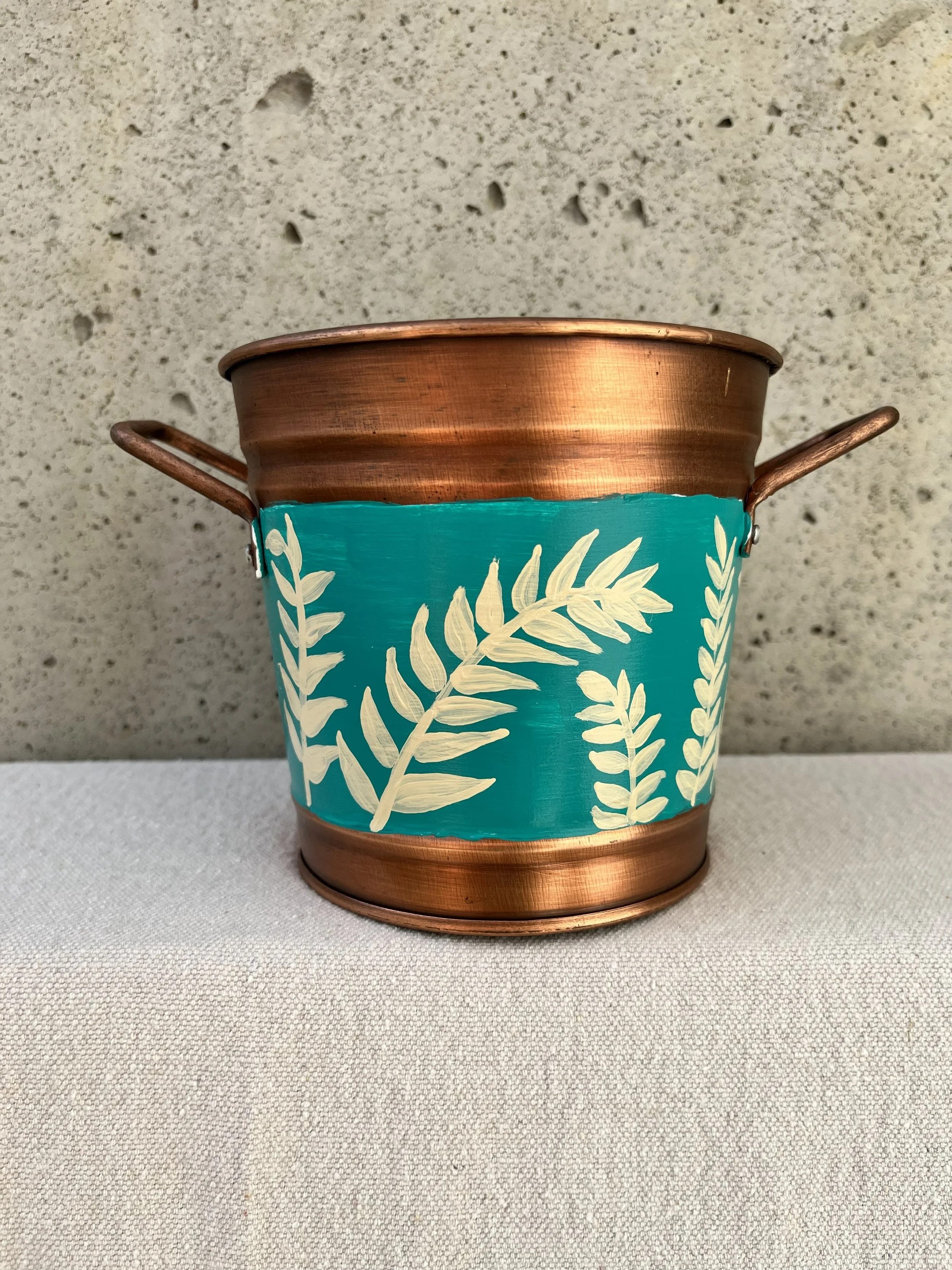 Hand Painted Leaves Decorative Tin