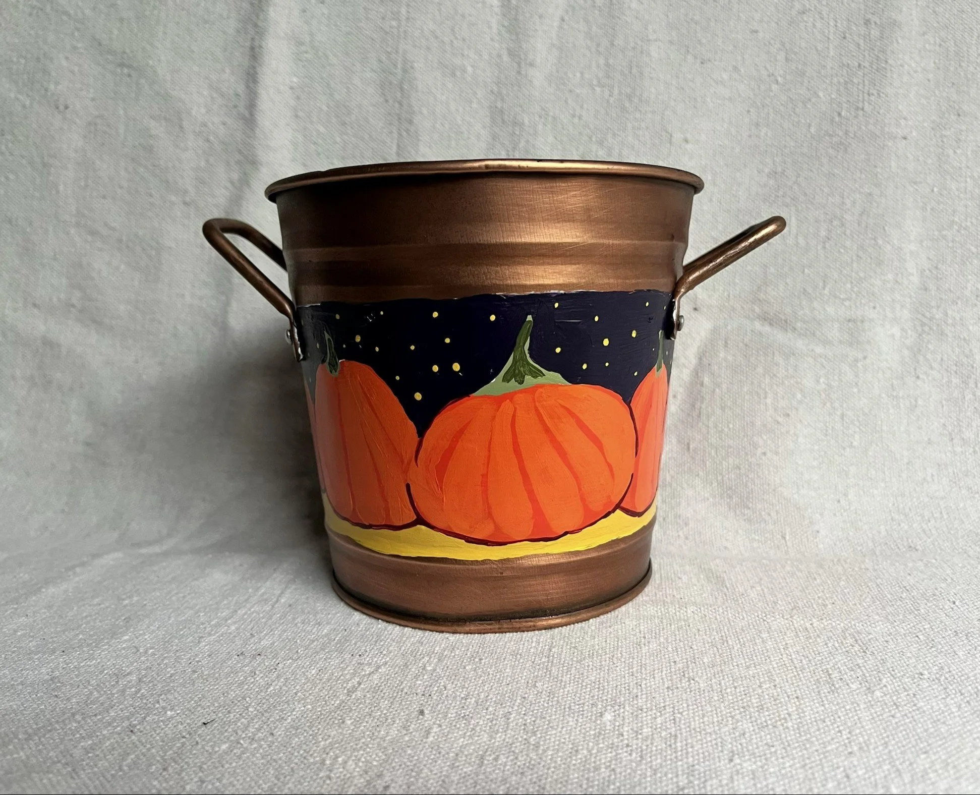 Hand Painted Pumpkin Patch Tin Pail