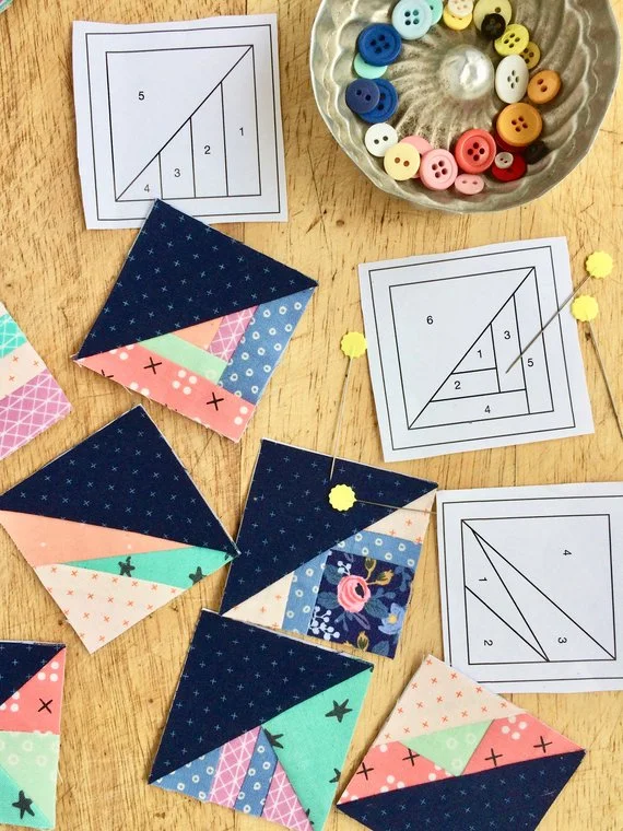2%22 foundation paper pieced scrappy triangle quilt blocks and foundations.jpg