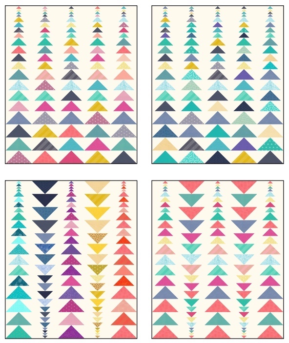 Some mock ups of the Scrappy Geese quilt.