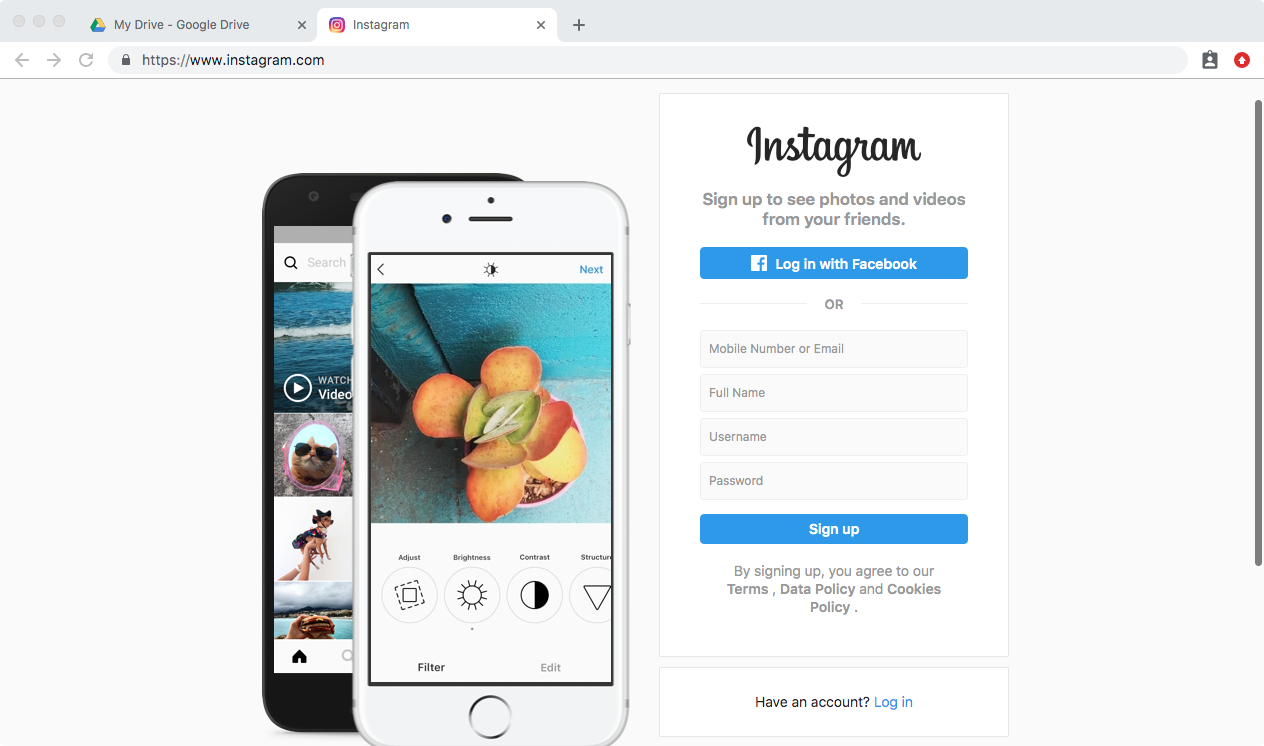 how to sign up instagram login window.png