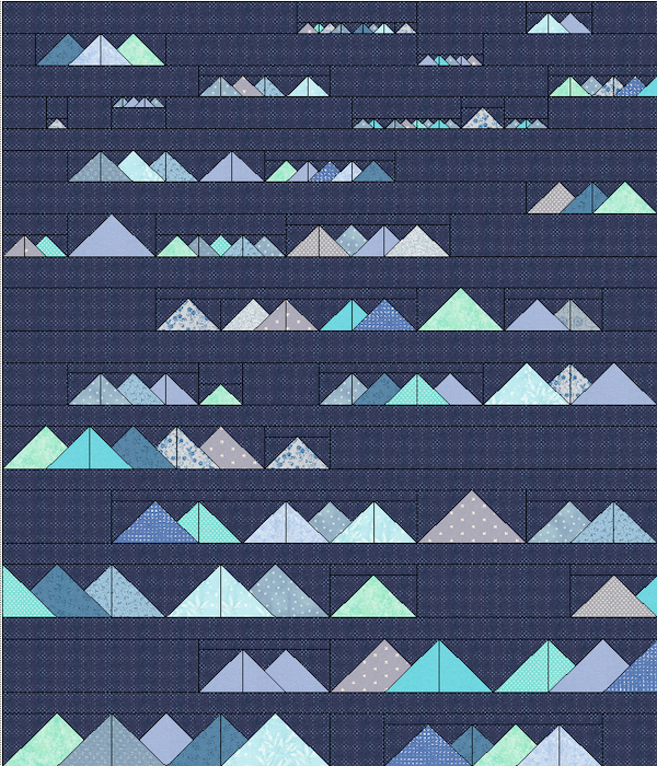 Blue mountains with a blue background.