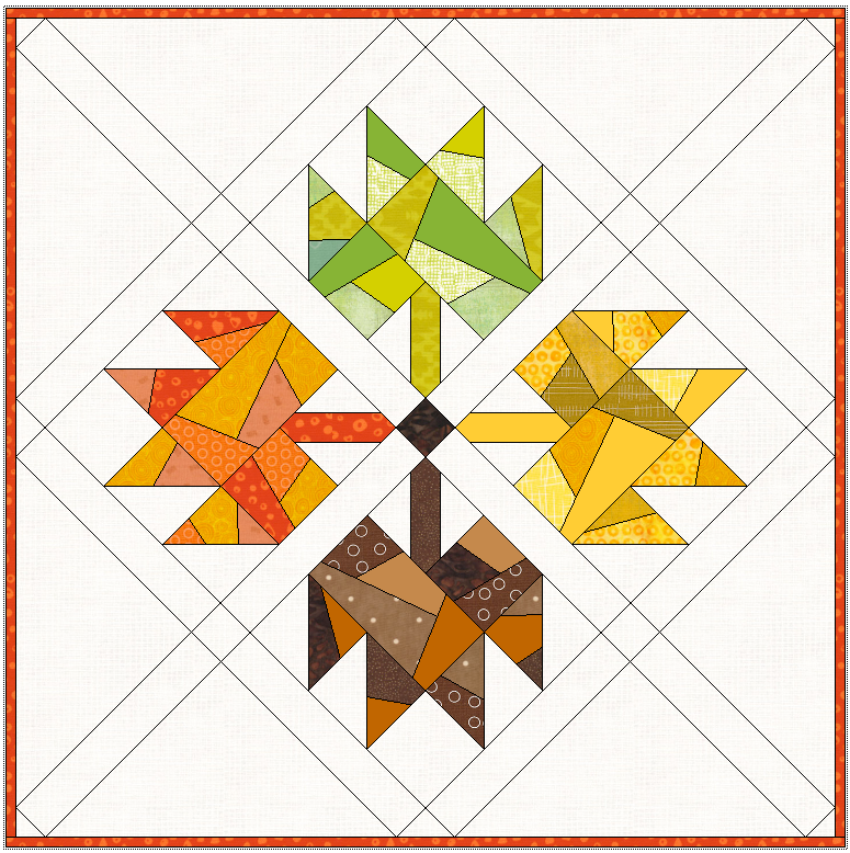 19” x 19” Here is the same mini quilt, but with the stems all facing in instead of downwards.
