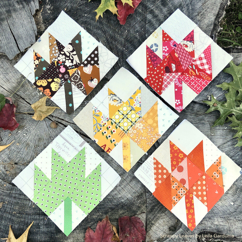 Scrappy Leaves Quilt Block Pattern