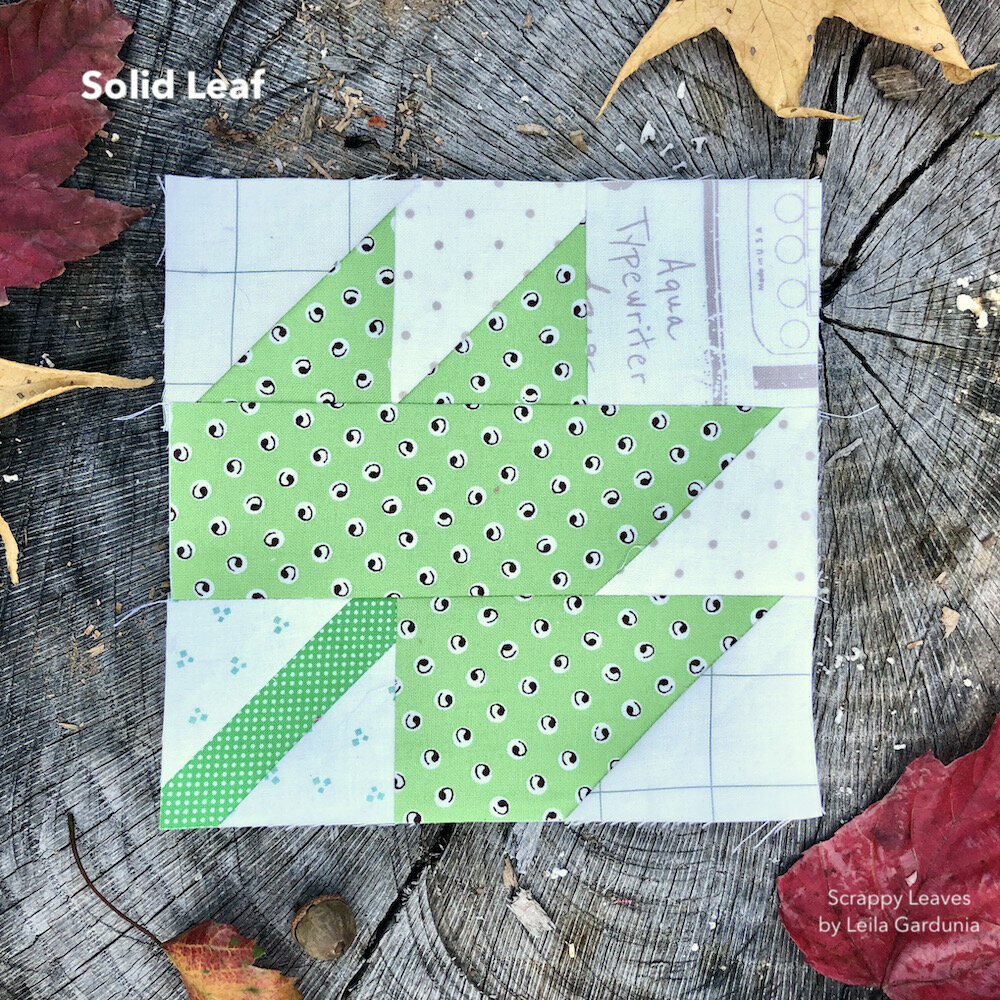 Green Scrappy Leaf Quilt Block