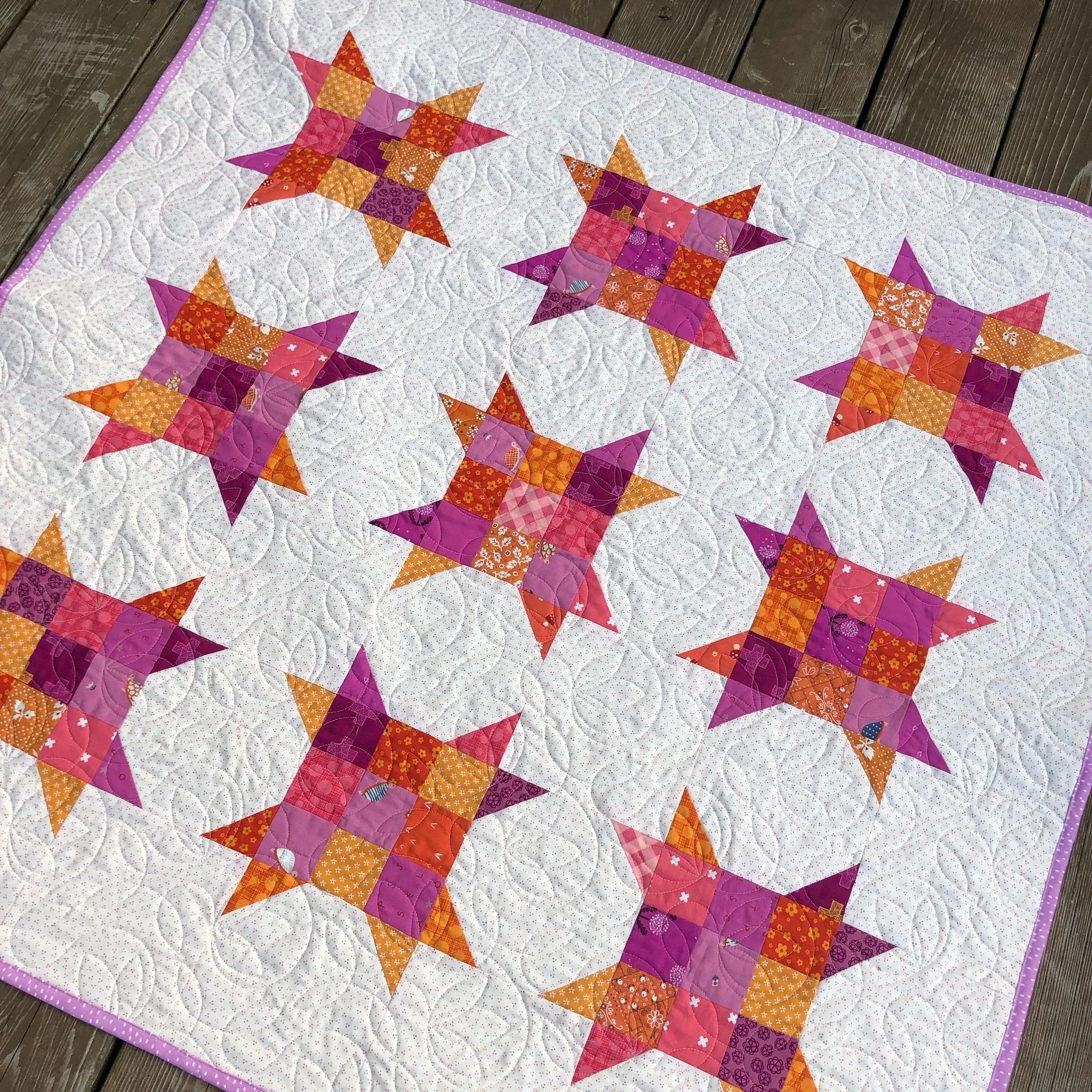 9 Patch Stars Scrap Quilt Close up.JPG