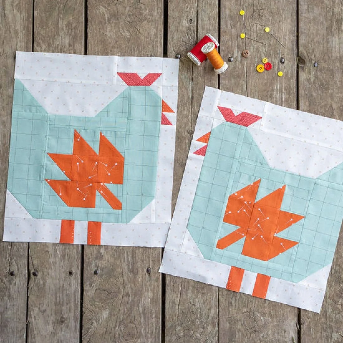 Quilty Chicks BOM: Chicken 5 - Maple Leaf Quilt Block Tutorial