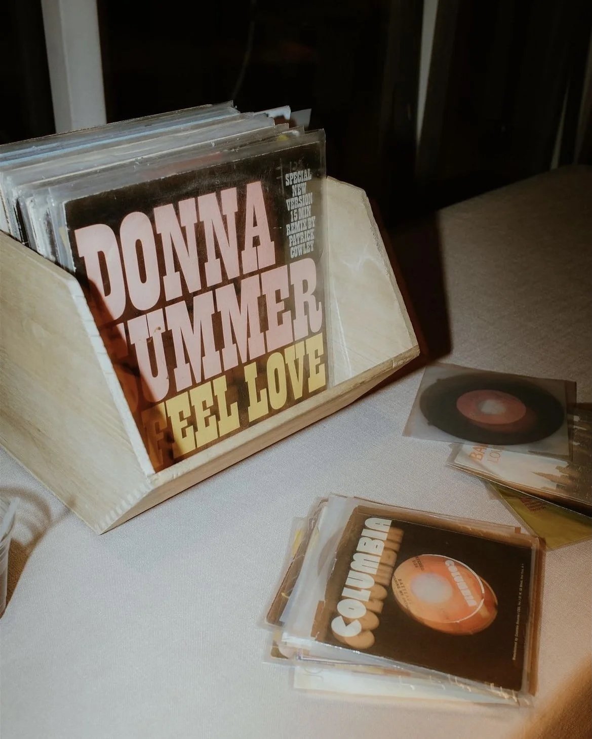 Vinyl record collection for Supermoon DJ wedding and event sets in California