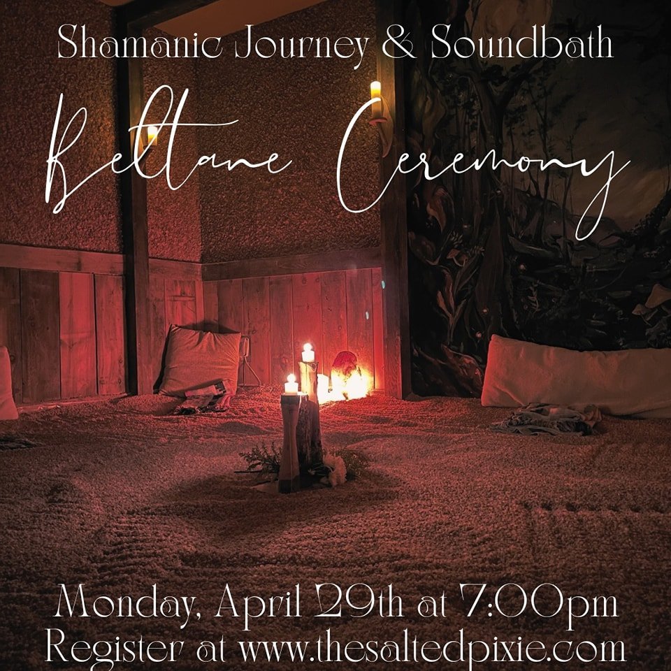 As the sun sets on the eve of Beltane, a sacred fire is lit, symbolizing the warmth and vitality of the season. Those that gather are welcomed to the ceremony, each carrying their intentions for the upcoming new moon and the energies of Beltane, a ce