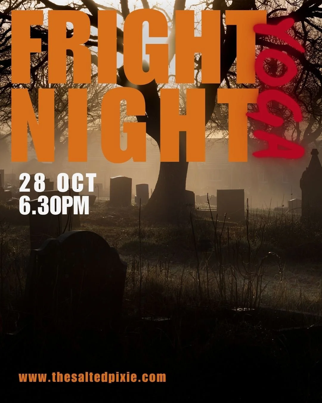 🕷️ Fright Night Yoga
Monday, October 28th at 6:30PM

We&rsquo;re turning down the lights and turning up the chills. Join us for a spooky-fun yoga flow to the soundtracks of your favorite horror movies. 🕸️

This class blends movement and atmosphere 