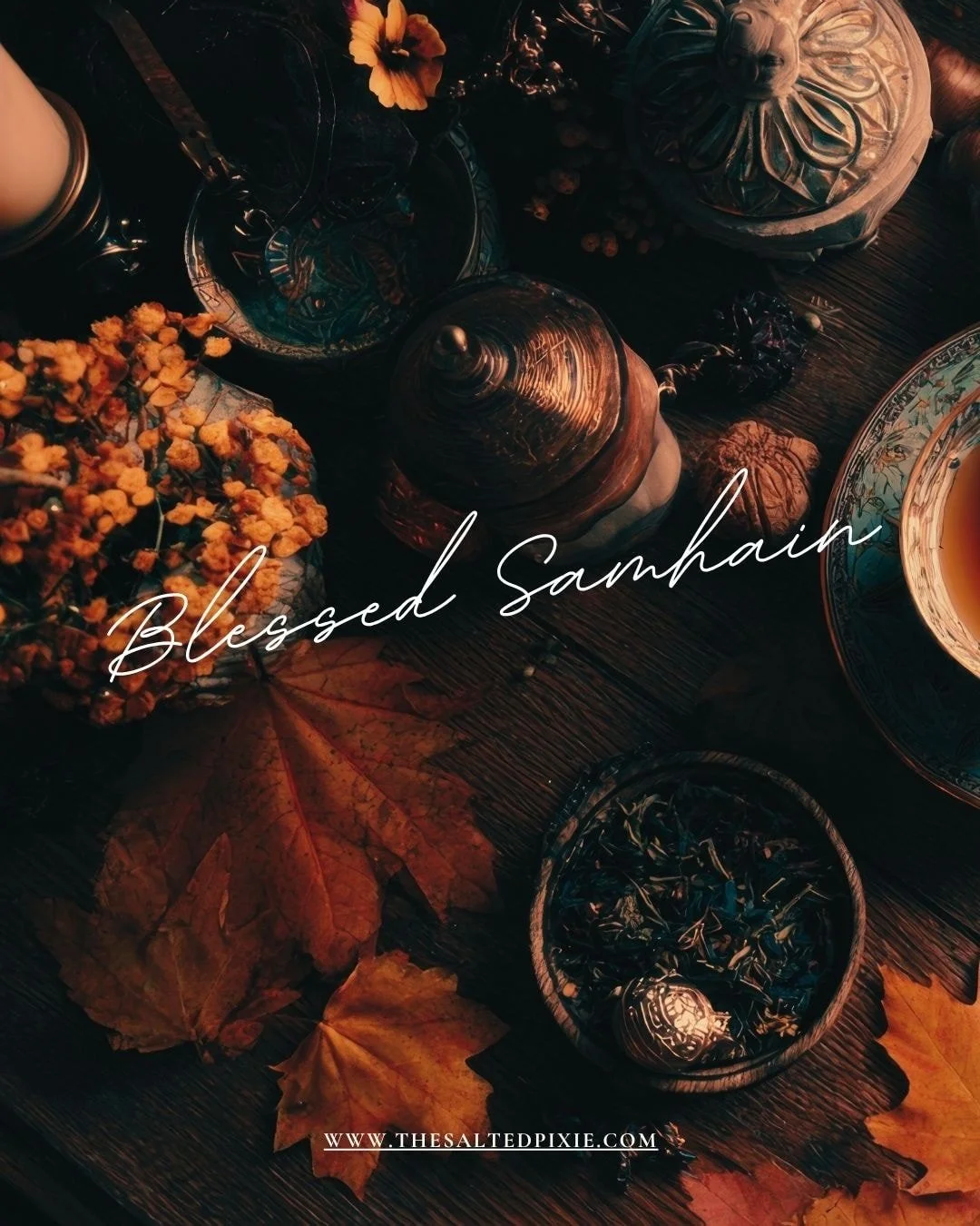 🕯 Blessed Samhain, Pixies 🍂

Tonight we stand at the turning of the Wheel &mdash;
the ancient Celtic festival of Samhain (pronounced &ldquo;Sow-in&rdquo;),
the sacred threshold between the light of summer and the stillness of winter.

It&rsquo;s a 