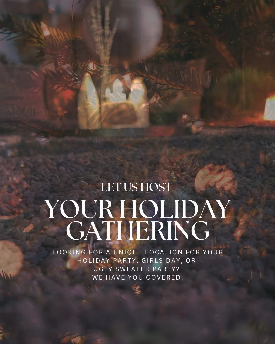 Are you looking for a unique space to host your holiday party, girls&rsquo; day, or ugly sweater gathering? We have you covered.

Whether you want something simple or a full celebration, we have a few different ways to use our space for your group. Y
