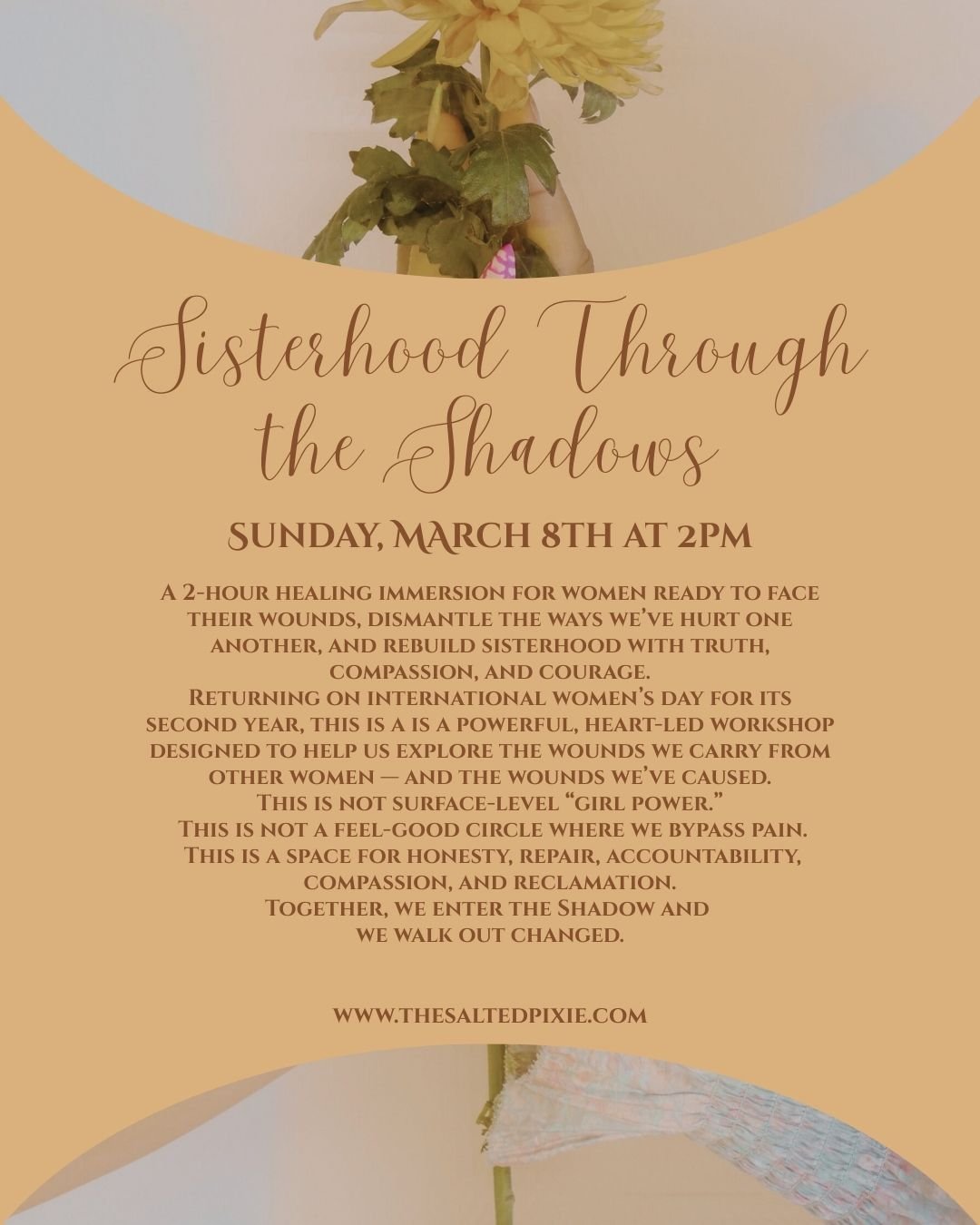 Sisterhood Through the Shadows was my favorite event to host last year.

Not because it was easy.
Not because it was light.

But because sitting in a circle &mdash; eye to eye, heart to heart &mdash; with women willing to speak honestly about the wou
