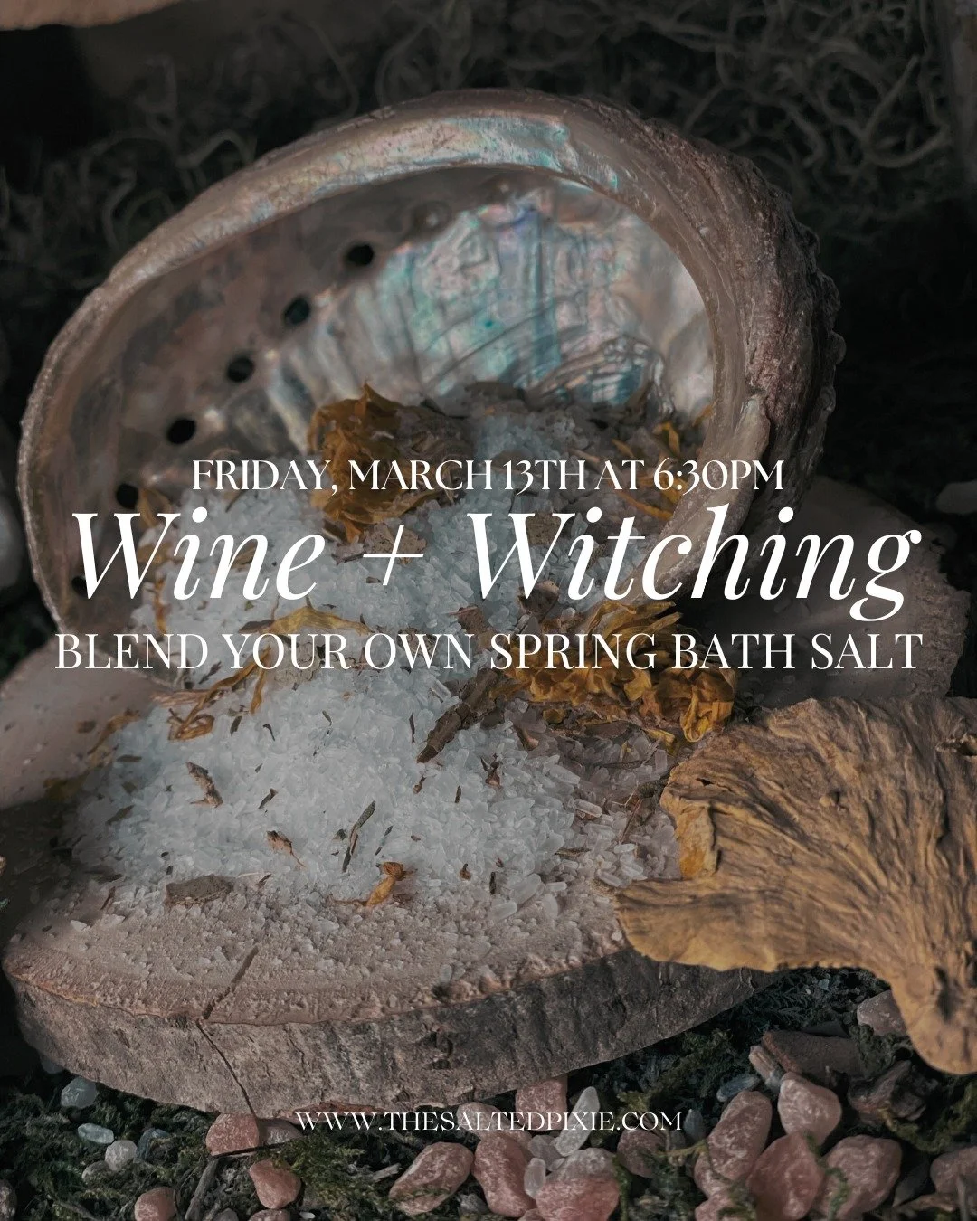 Friday the 13th feels like the perfect night to stir up a little magic. 🍷✨

Join us for this month&rsquo;s Wine &amp; Witching craft night where we&rsquo;ll be blending spring bath salts to welcome in the new season.

After a long winter, our bodies