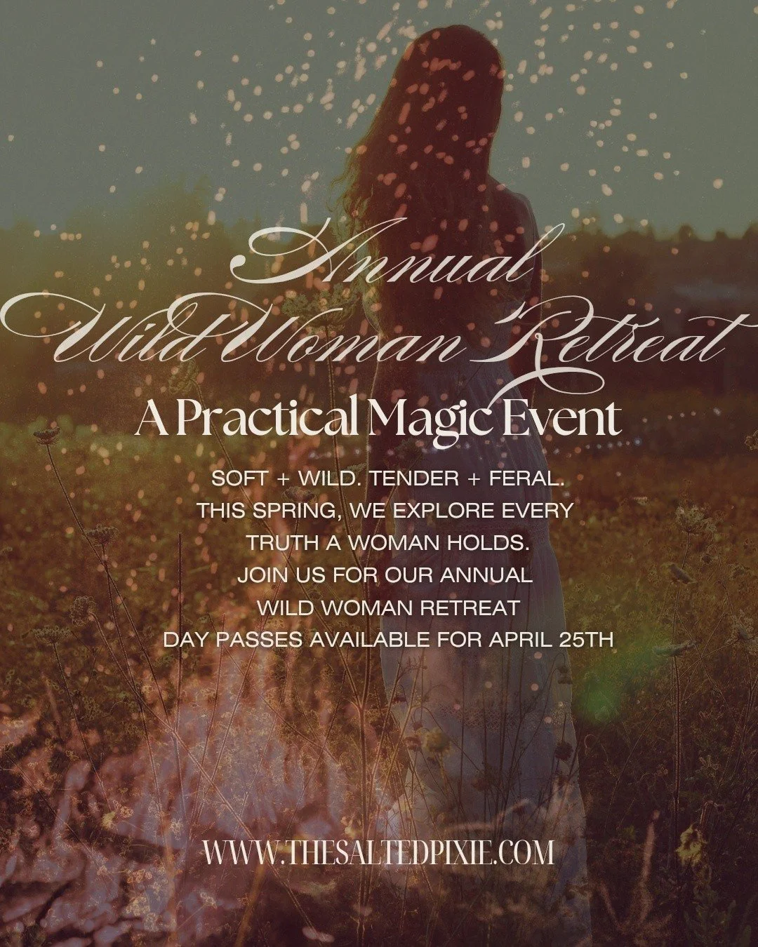 Hi Pixies! ✨

Day passes for our Practical Magic&ndash;inspired Wild Woman Retreat are closing soon, and we only have a few left.

If you&rsquo;ve been feeling the call to join us at the beautiful Lacawac Sanctuary in Lake Ariel, PA, now is the time 