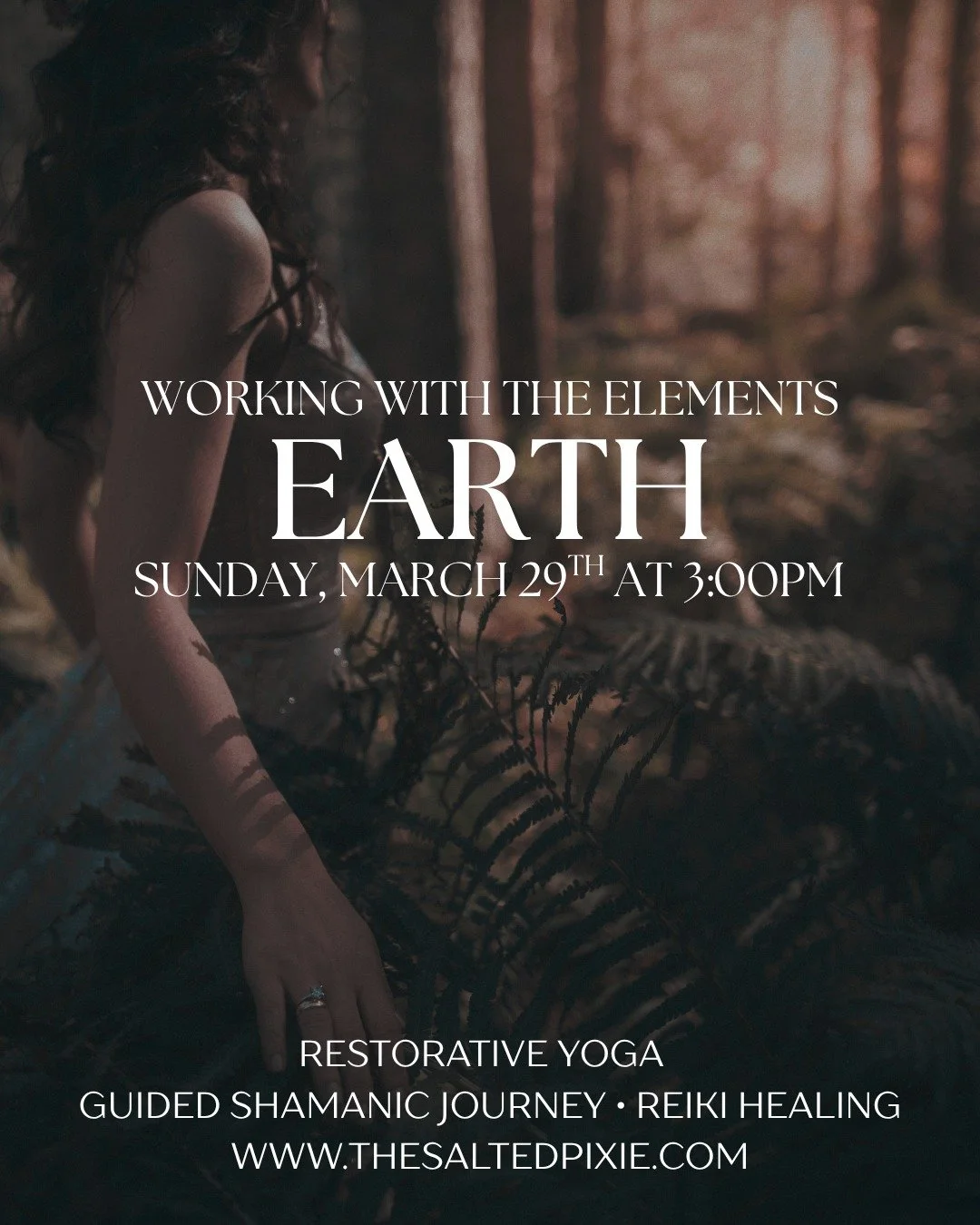 One of our Pixies is feeling a little under the weather tonight, so our Working with the Elements: Earth has been rescheduled for Sunday, March 29th.

The silver lining? This gives you a little more time to join us for this beautiful collaboration wi