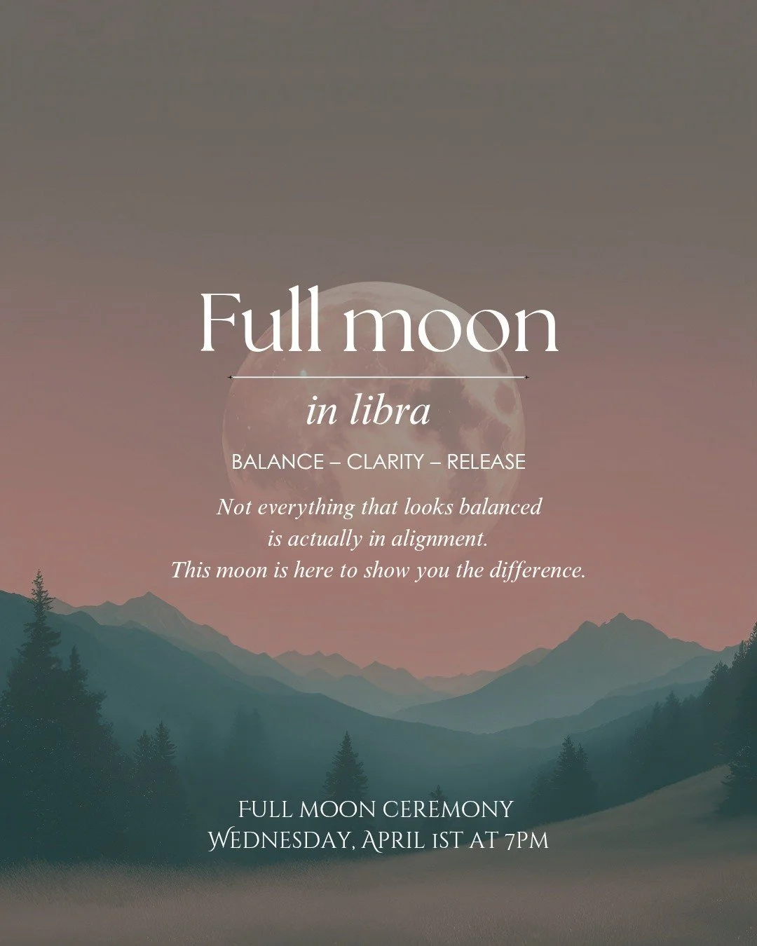 This Wednesday, we gather for our Full Moon Ceremony in Libra 🌕

And this moon is asking something powerful:
What have you been working so hard to keep in balance&hellip; that is actually just ready to fall away?

Libra teaches us about harmony, rel