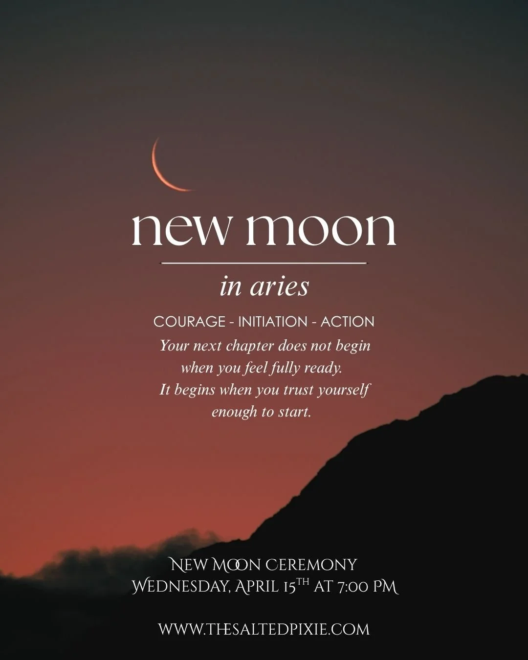 There are moments when you can feel it &mdash;something in you ready to begin again.

The Aries New Moon is one of those moments. It carries the energy of fire, courage, and becoming.

In this ceremony, we&rsquo;ll journey to the Forge of Brigid, whe