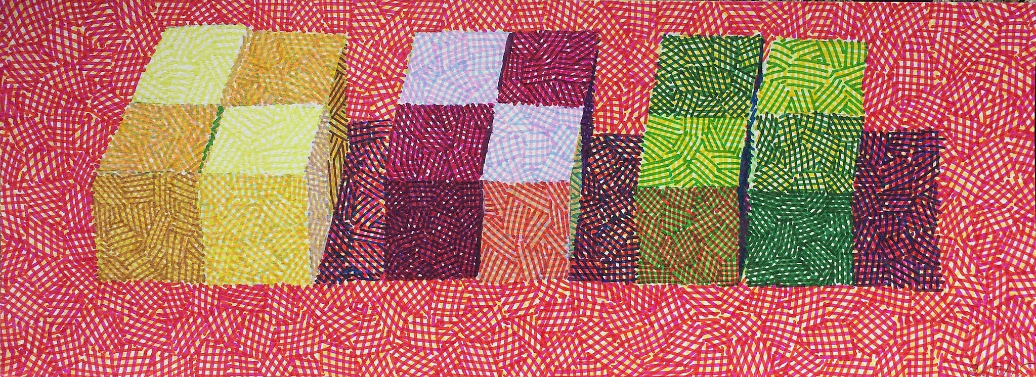 Twelve Colored Paper Cubes, 2014