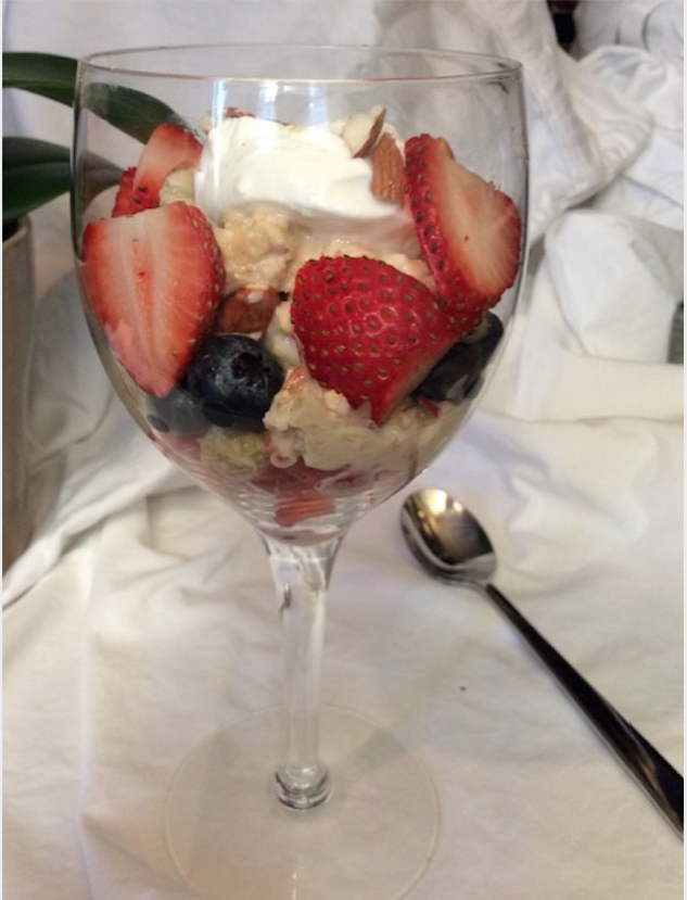 Muesli with strawberries, blueberries and yogurt