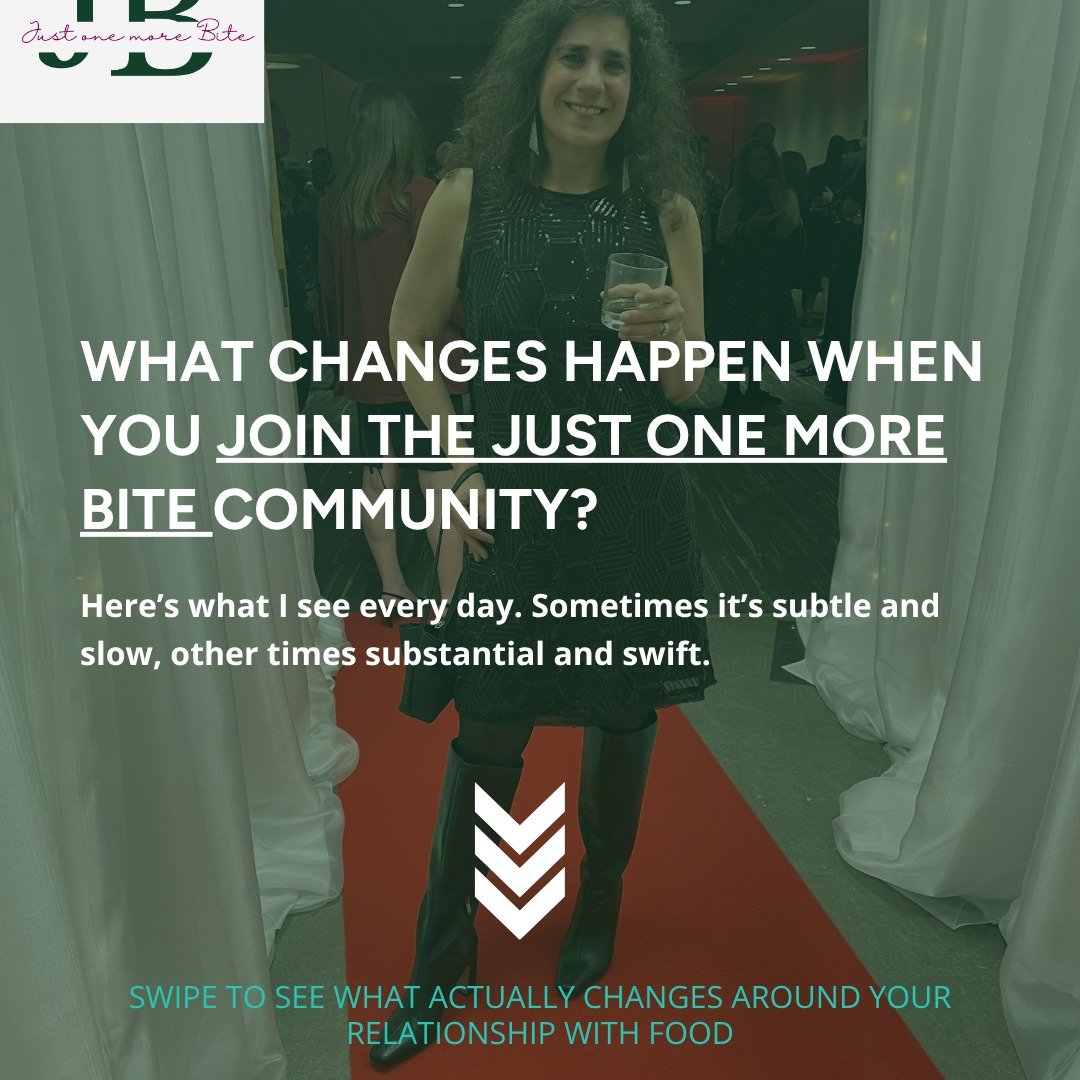 Here's what I see change, over time, for people who do this work:

The mental &ldquo;Food noise&rdquo; quiets down

Your "I have no willpower" story falls apart.

You stop using food as the only off-switch. (pssst, there are also dimmer swi