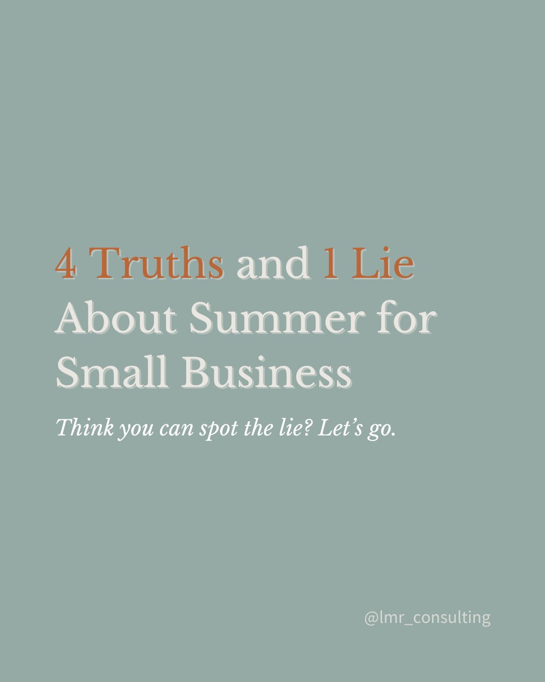 Let&rsquo;s talk summer strategy.⁠
⁠
There&rsquo;s a lot of advice out there about what small business owners should do this season, and some of it is, well, not so great. Think you've figured out which advice to skip? Let&rsquo;s talk about it:⁠
⁠
1