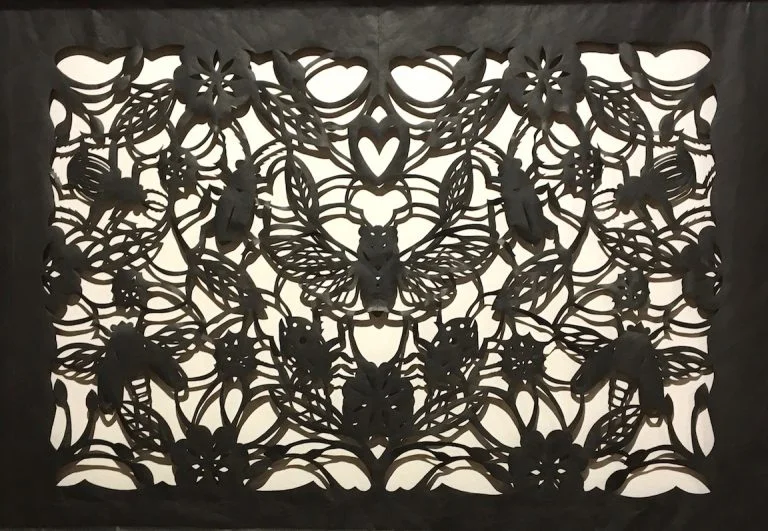 Phil Ponce takes papel picado techniques to the max with his gorgeous “Insectos.”