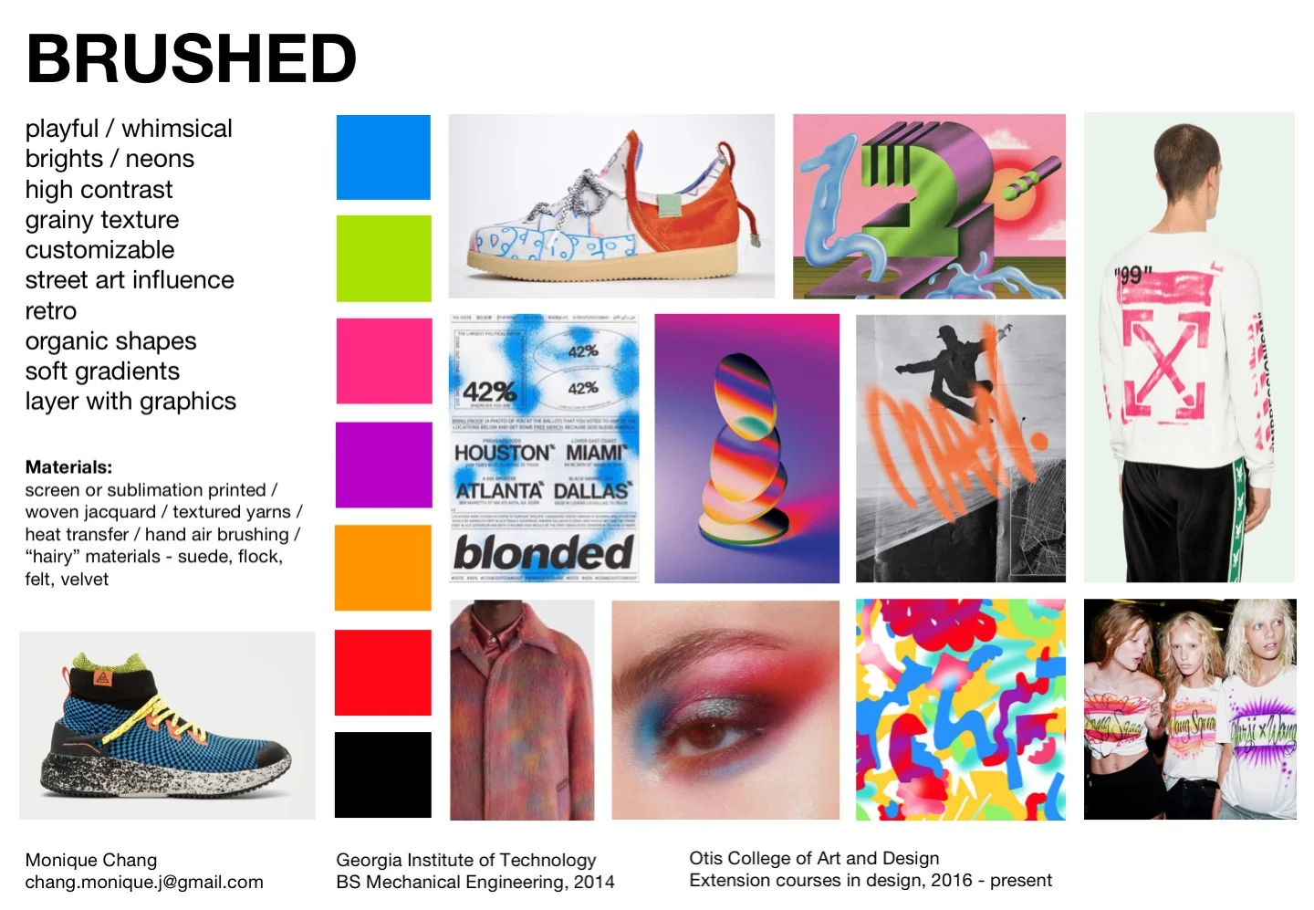 Mood board submitted in application to the PENSOLE x New Balance program for Color and Material Design.