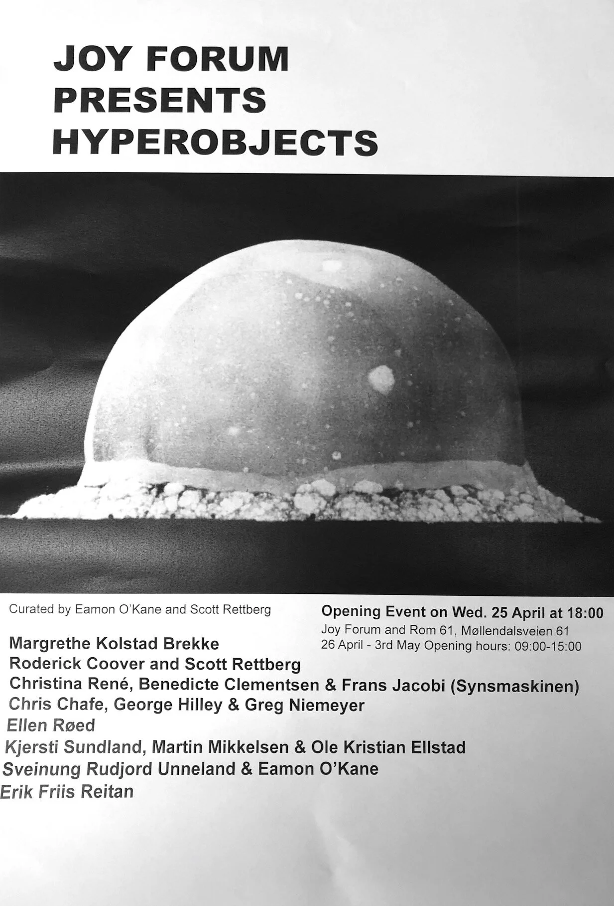 Flier for 2018 Hyperobejcts Exhibition