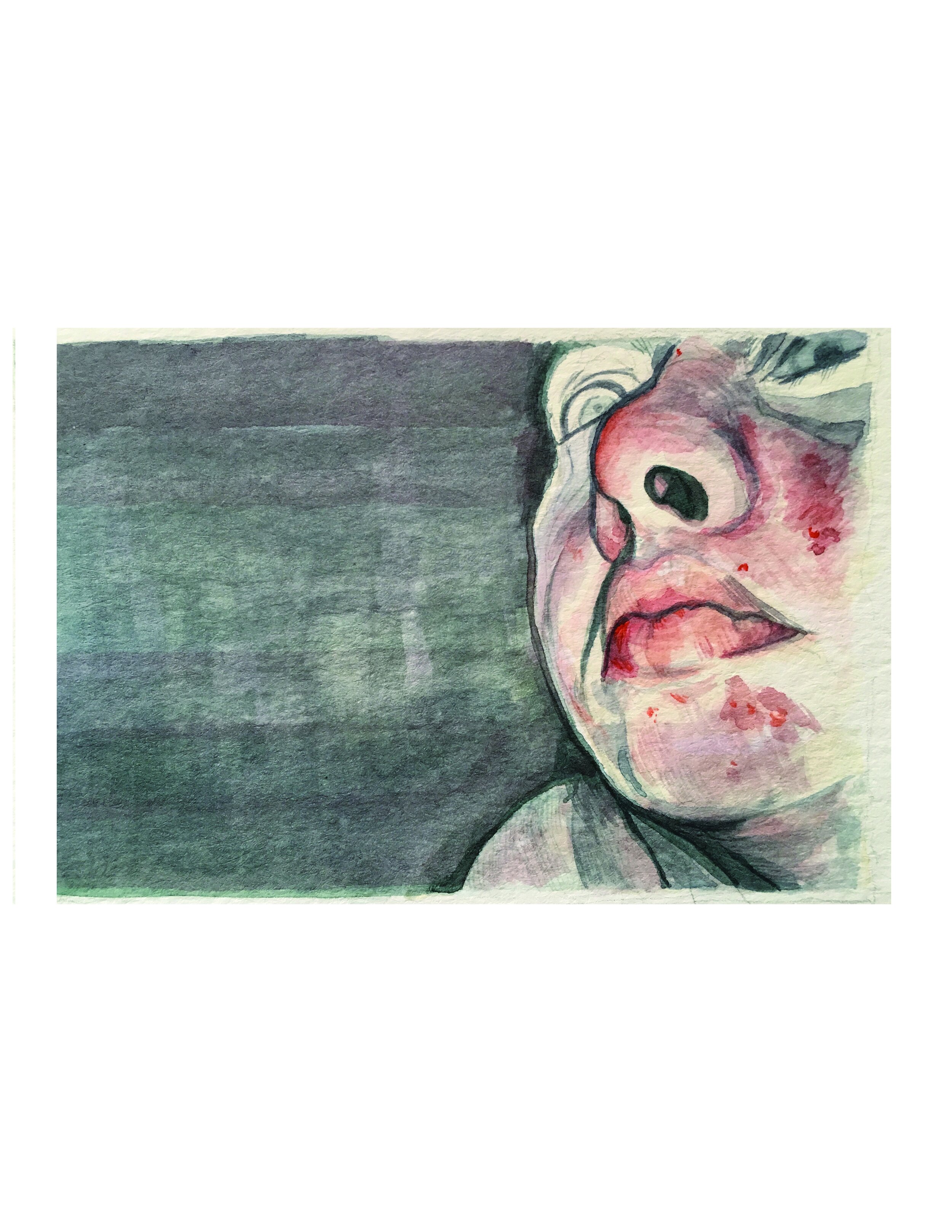 Ezra Sato, 2021. Watercolor, 4" x 6".