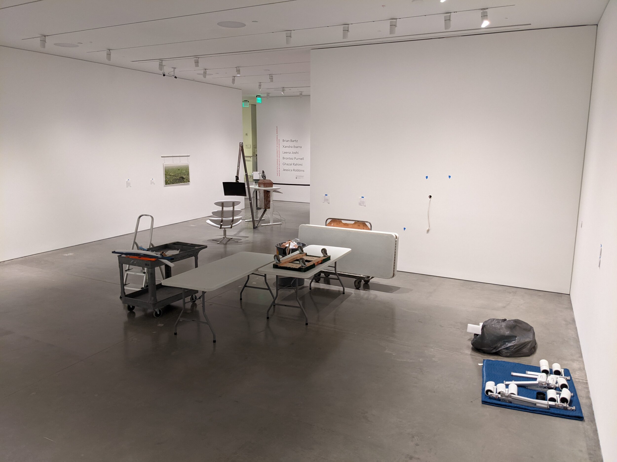 Installation view of the MFA 2020 thesis exhibit one year after the originally planned opening.