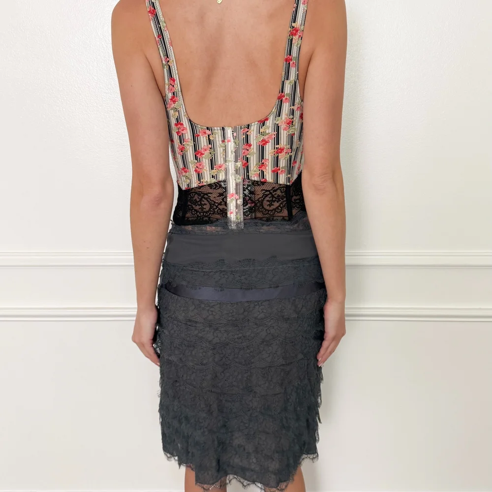 Blumarine Vintage Silk Layered Lace Mini Skirt (Medium) — sororité.