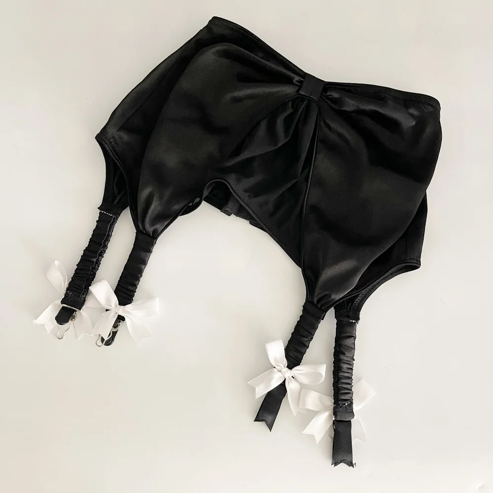 French Maid Black Bow Garter Belt (XS-M)  sororit.