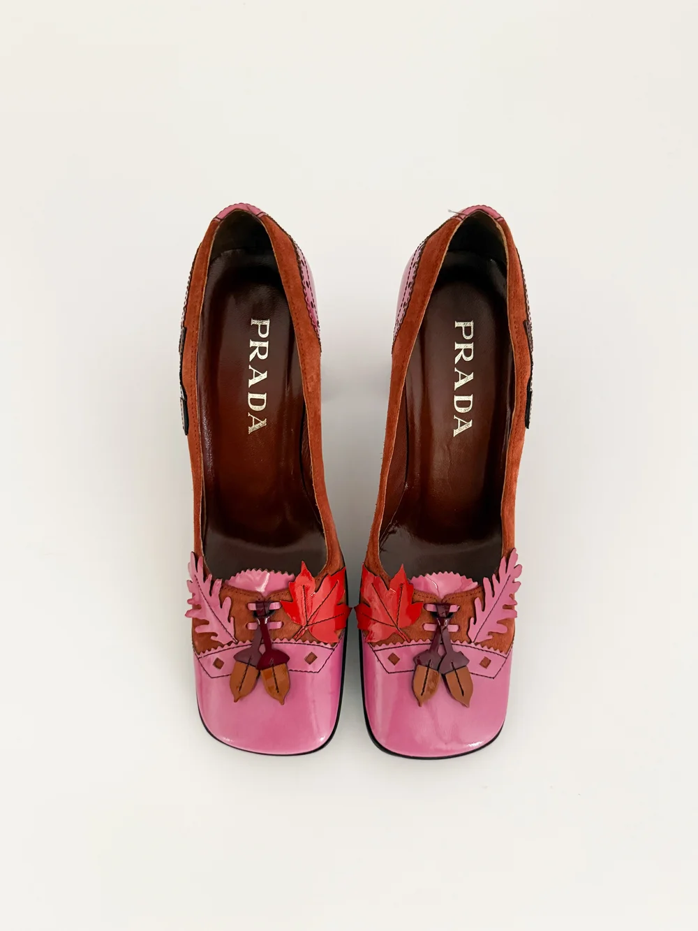 Prada Vintage F/W 1999 Patent Leather Autumn Leaves Heels (US 7