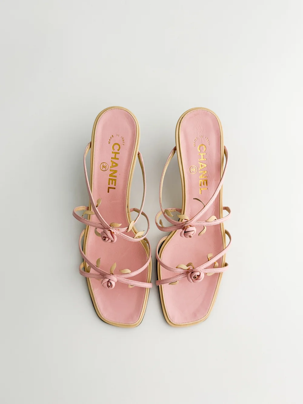 Chanel 2001 by Karl Lagerfeld Iconic Vintage Pink Rosebud Sandal