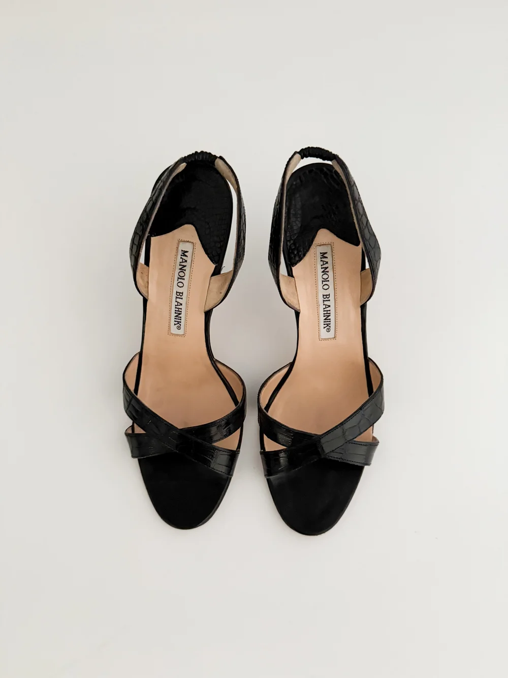 Manolo Blahnik Classic Black Leather Sandal Heels (US 7 / IT