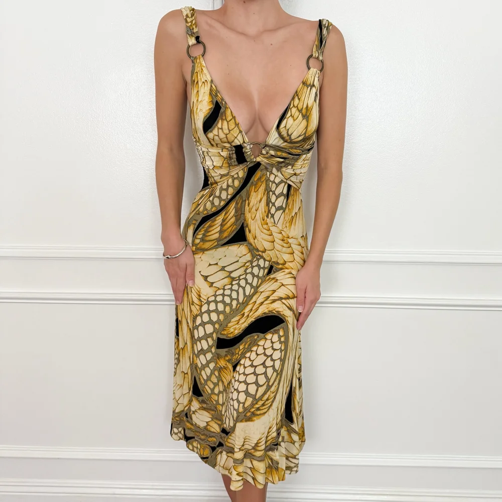 roberto cavalli gold snake dress Roberto Cavalli Just Cavalli Golden Snake Patterned Dress (Small) —  sororité