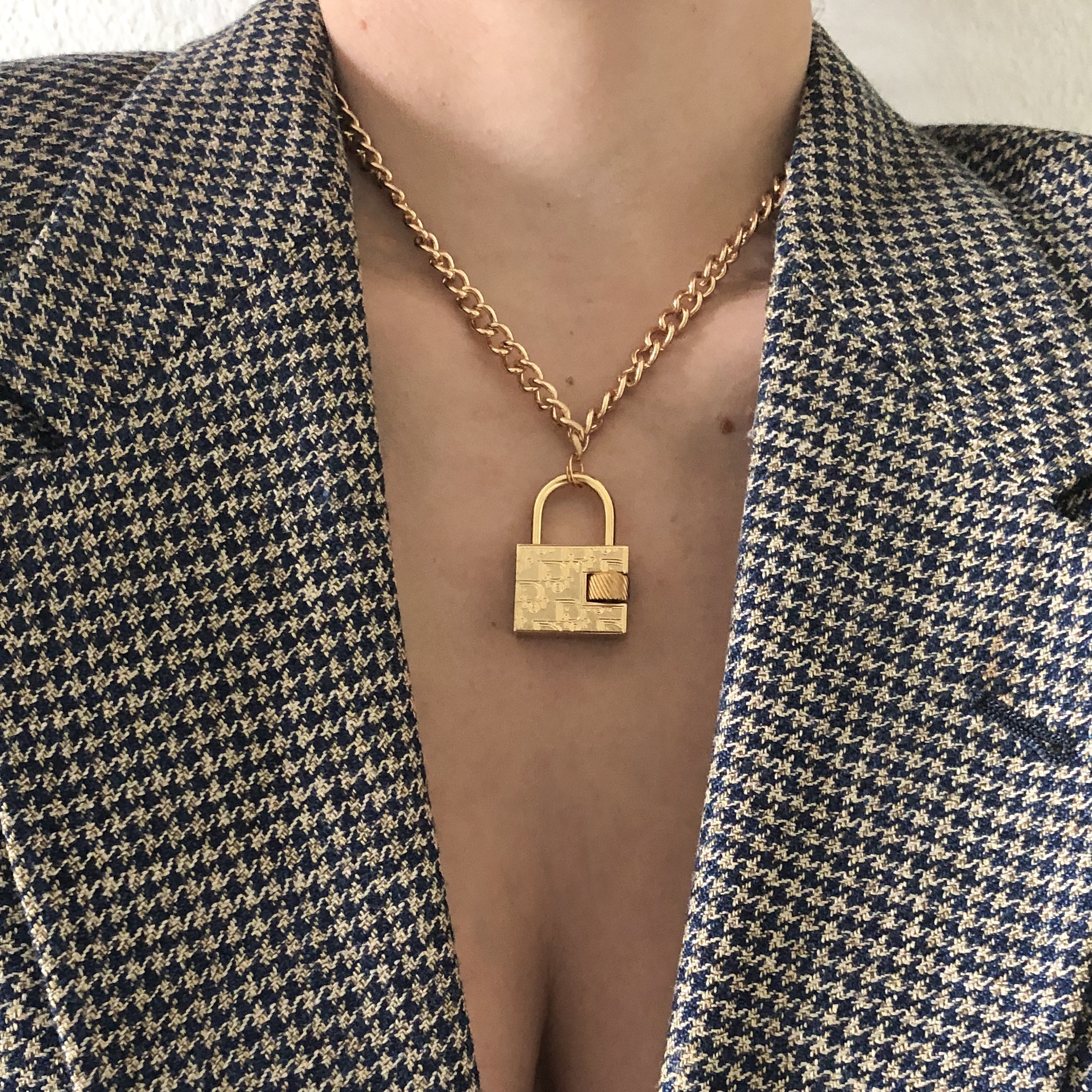 christian dior padlock necklace