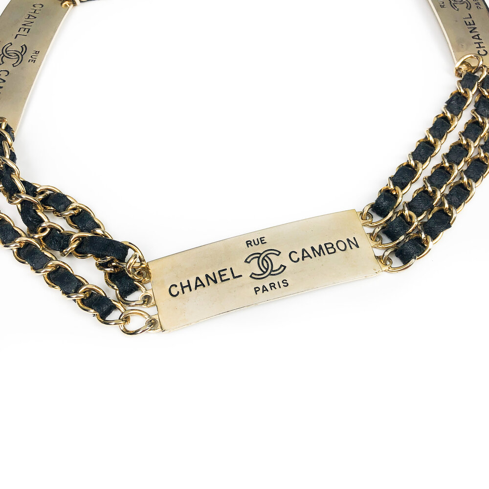 CHANEL, Accessories, Authentic Chanel Cc Logos Buckle Belt Black Gold  Canvas 94p Vintage