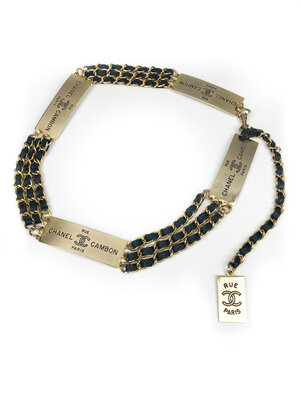 EXTREMELY RARE Authentic Vintage Chanel 1995 Black & Gold Chanel CC Rue  Cambon Paris Chain Belt — sororité.