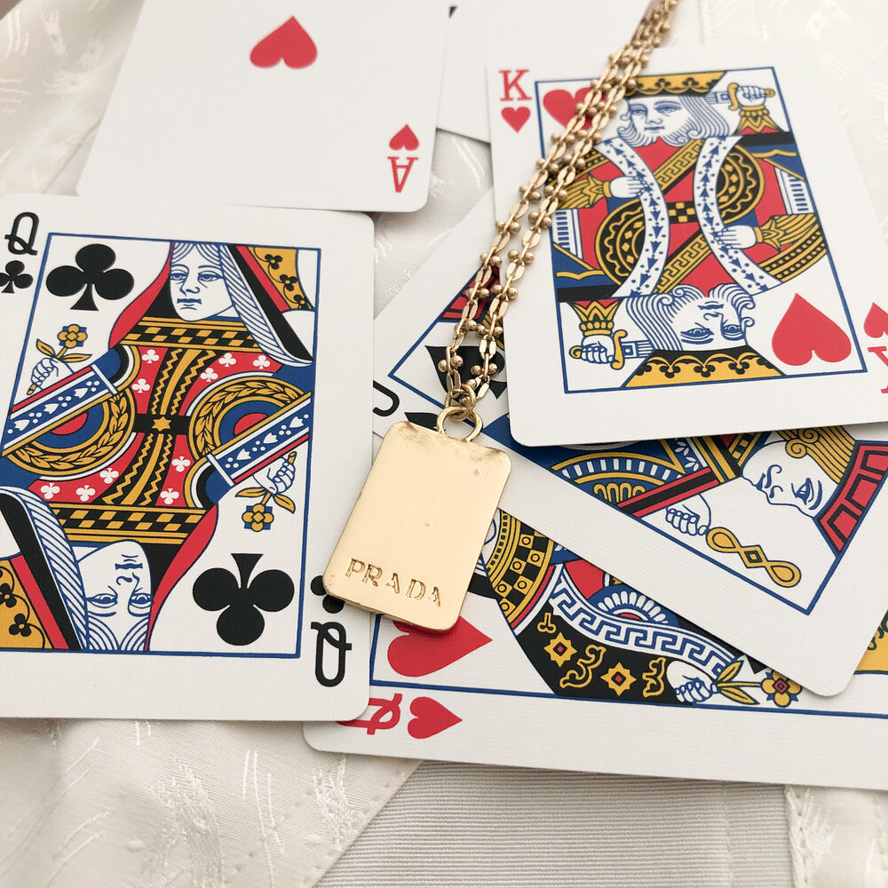 Prada Vintage Playing Card Double-Sided Repurposed Necklace - Ace of Clubs  — sororité.