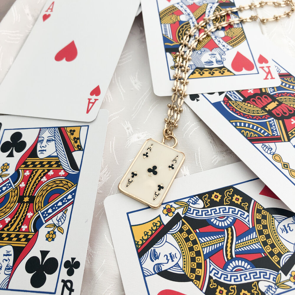 Prada Vintage Playing Card Double-Sided Repurposed Necklace - Ace of Clubs  — sororité.