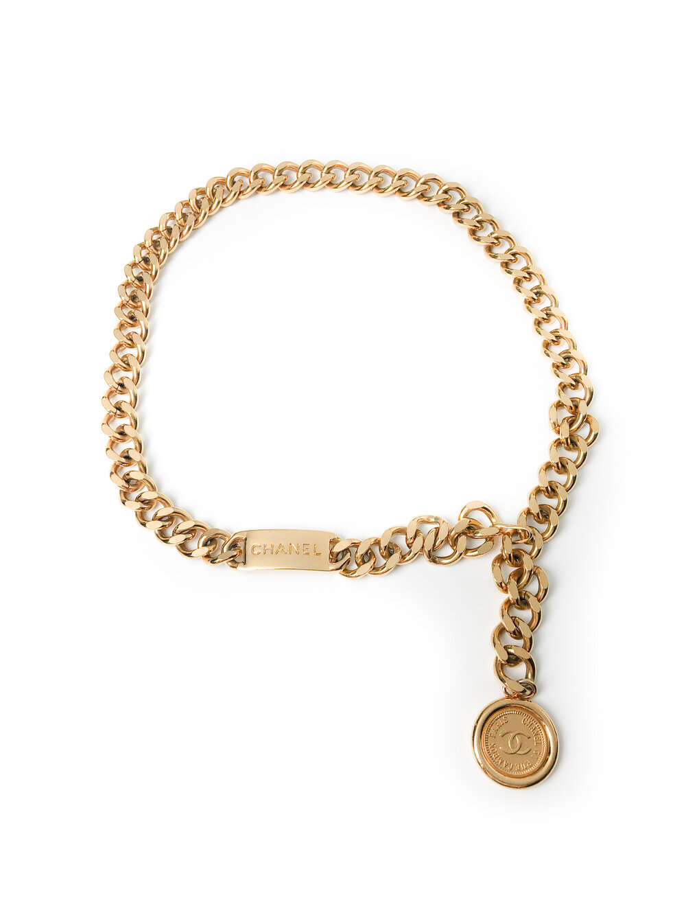 RARE Vintage Chanel 1990's Gold CHANEL CC Rue Cambon Chain Belt
