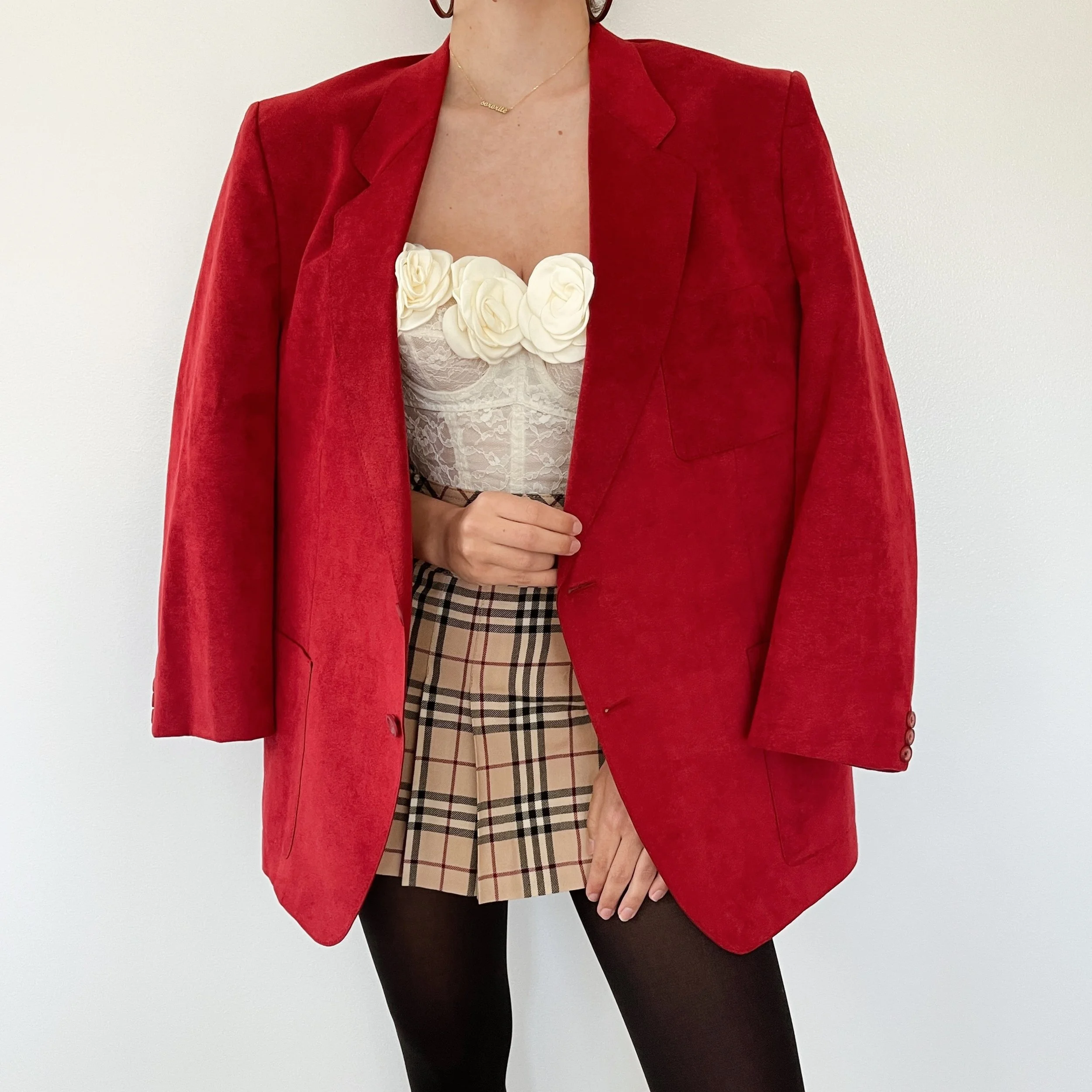 suede red blazer