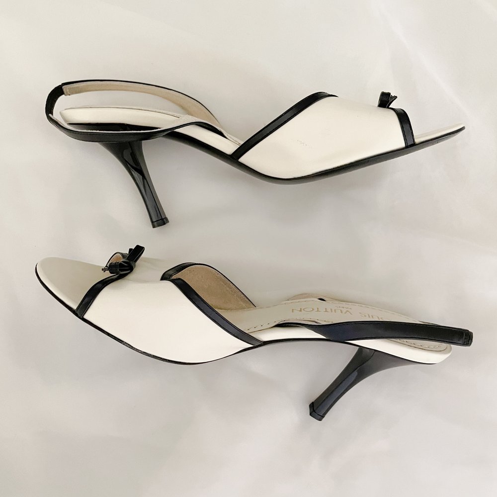 Louis Vuitton, Shoes, Louis Vuitton Ss 203 By Marc Jacobs Ivory Black Bow  Slingback Heels