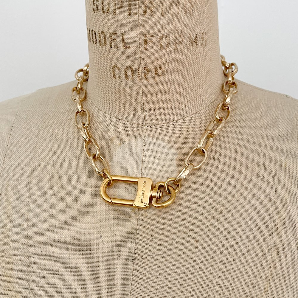 Louis Vuitton Engraved Polished Lock & Key Vintage Repurposed Necklace —  sororité.