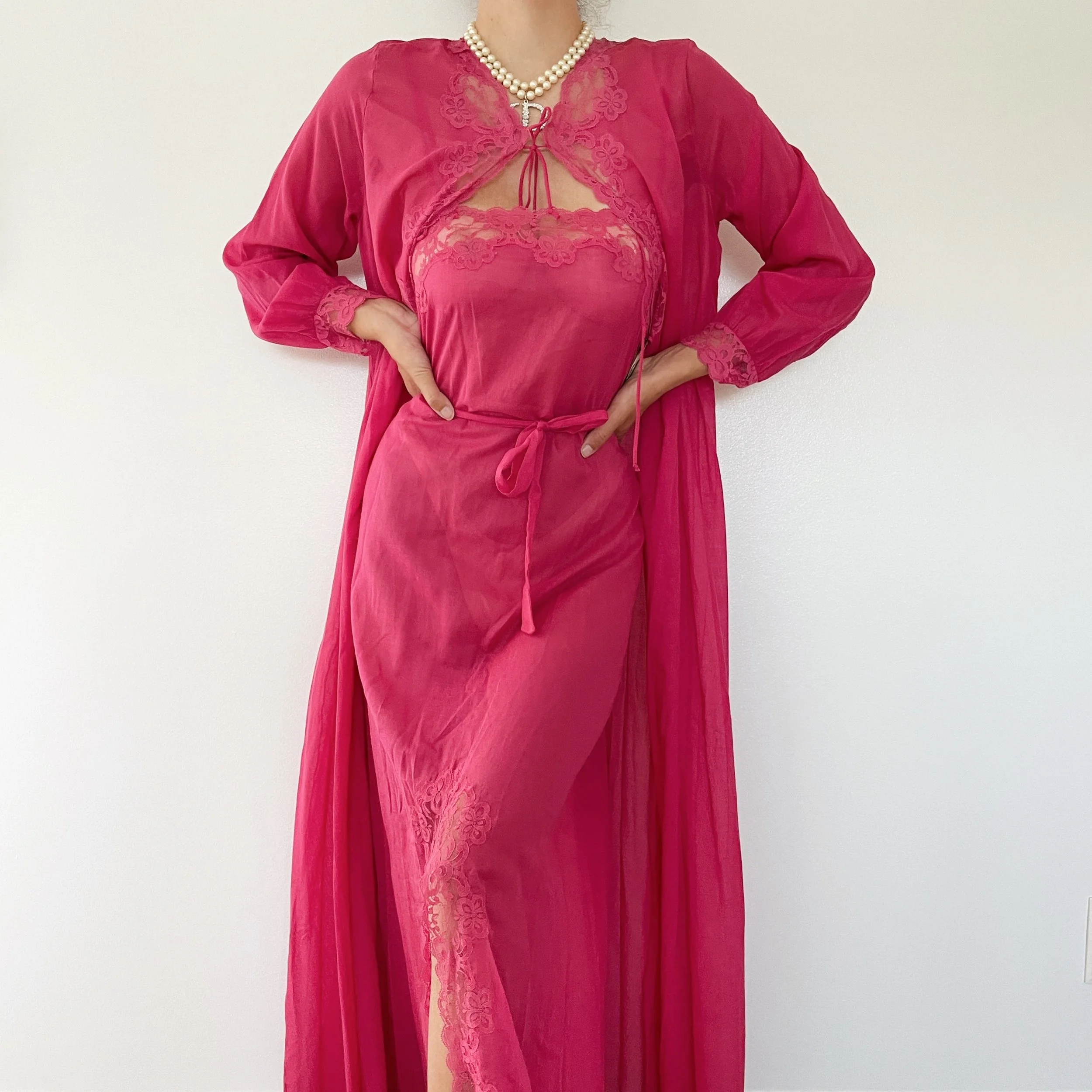 Hot Pink Slip Dress \u0026 Dressing Gown 
